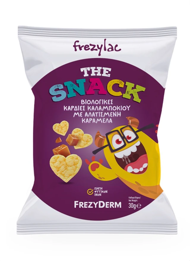 Frezylac The Snack Βιολογικές Καρδιές Καλαμποκιού με Αλατισμένη Καραμέλα 30g