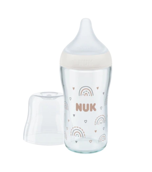 NUK Perfect Match Μπιμπερό Γυάλινο 0+ 120ml Ουράνιο Τόξο