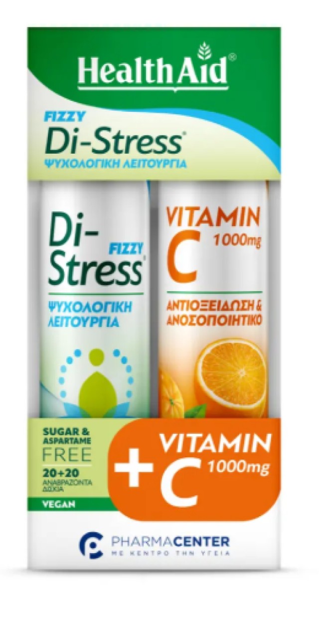 Health Aid Di-Stress Fizzy 20 Αναβράζοντα Δισκία +Δώρο Vit C 100mg