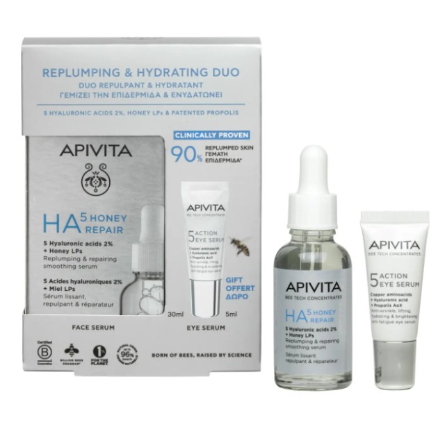 Apivita Replumping & Hydration Duo HA5 Honey Repair Serum 30ml Promo Pack