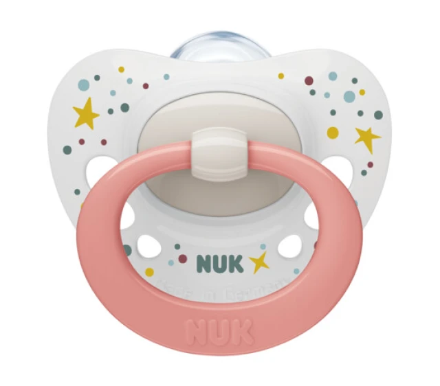 NUK Πιπίλα Σιλικόνης Signature Λευκή-Ροζ 0-6m