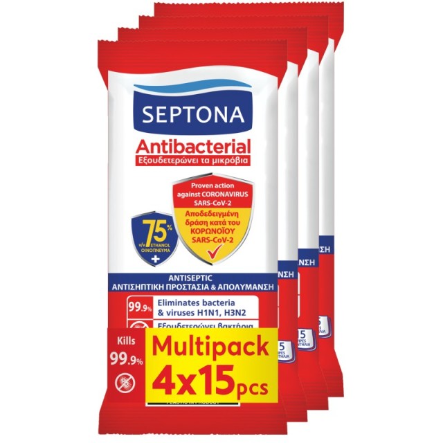 Septona Antibacterial Μαντηλάκια Antibacterial 4x15