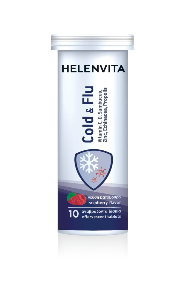 Helenvita Cold&Flu 10tabs Αναβράζουσες με Γεύση Βατόμουρο