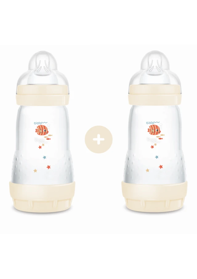MAM Μπιμπερό Easy Start Θηλή Σιλικόνης 2+ 2x260ml Μπεζ