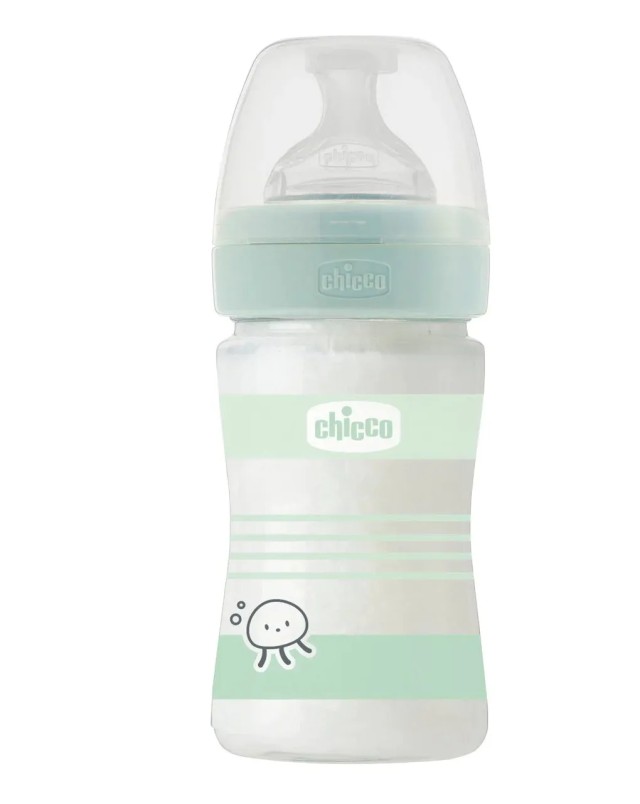 Chicco Well Being Μπιμπερό Γυάλινο 0m+ 150ml Πράσινο