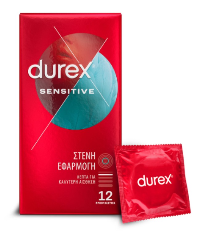 Durex Προφυλακτικά Λεπτά Sensitive με Στενή Εφαρμογή 12τμχ