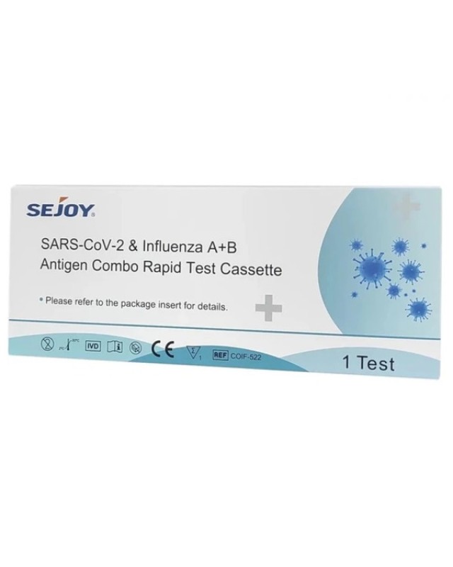 Sejoy Self Test Sars-CoV-2 & Influenza A+B Τεστ Ανίχνευσης Covid + Γρίπης 1τμχ
