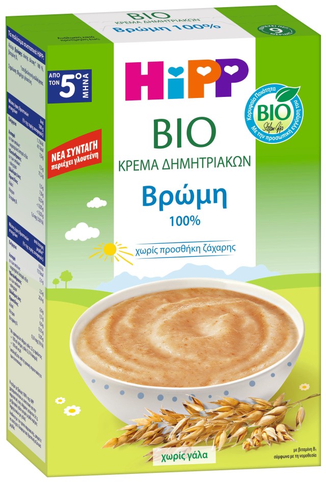 Hipp Κρέμα Δημητριακών Βρώμη με Γλουτένη από τον 5ο Μήνα 200gr
