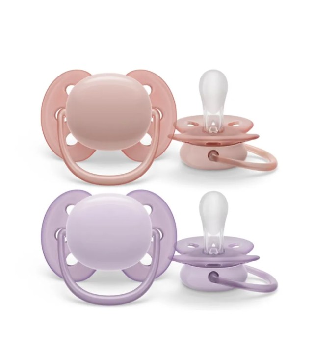 Philips Avent Πιπίλα Σιλικόνης Ultra Soft 0-6m Ροζ-Μωβ