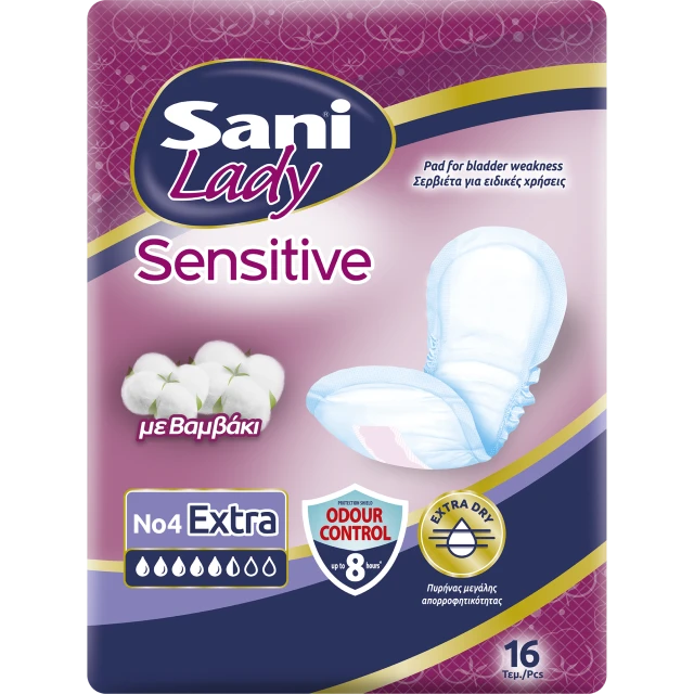 Sani Lady Sensitive Extra No4 Σερβιέτα Ακράτειας 16τμχ