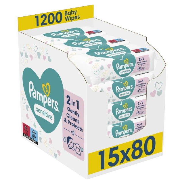 Pampers Μωρομάντηλα Sensitive XL Monthly Βοx (15x80τμχ) 1200τμχ