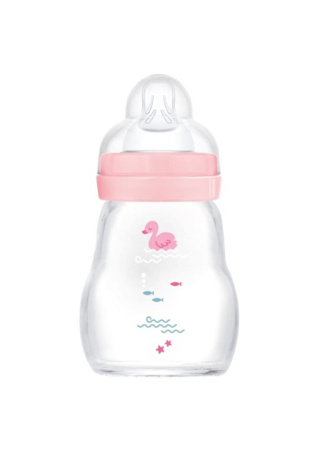 MAM Μπιμπερό Γυάλινο Feel Good Θηλή Σιλικ 0+ 170ml Ροζ