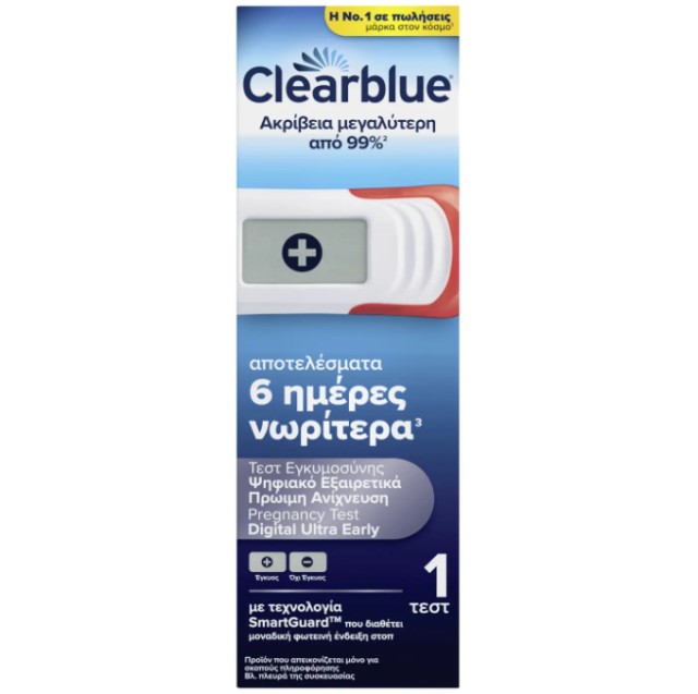 Clearblue Ψηφιακό Τεστ Εγκυμοσύνης Εξαιρετικά Πρώιμη Ανίχνευση 1τμχ