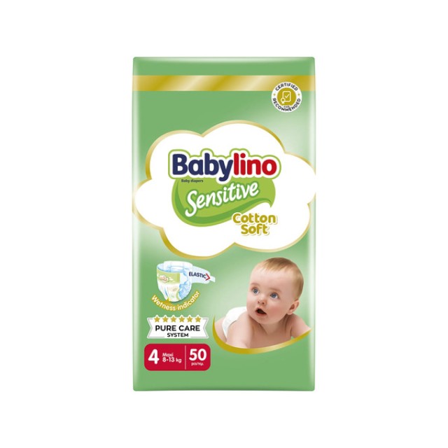 Babylino Sensitive Coton Soft Πάνες No4 8-13Kg 50τμχ