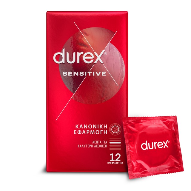 Durex Προφυλακτικά Λεπτά Sensitive Κανονική Εφαρμοργή 12τμχ