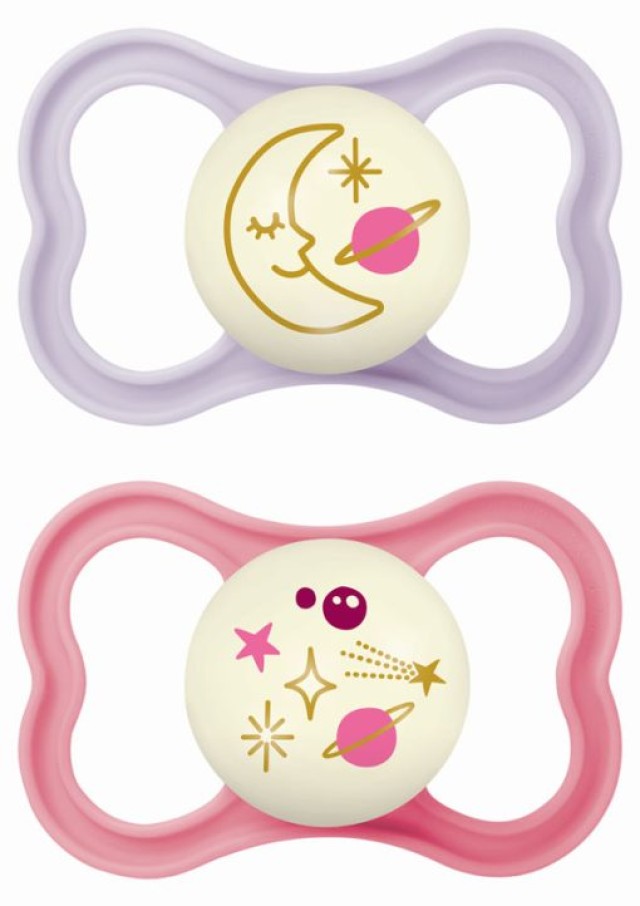 MAM Πιπίλα Air Night Σιλικόνης 16+ Μηνών Ροζ-Μωβ