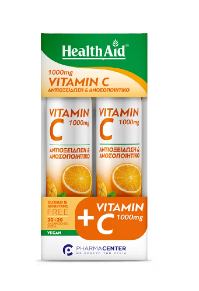 Health Aid Vitamin C 1000mg Πορτοκάλι 2x20eff tbs Combo Pack