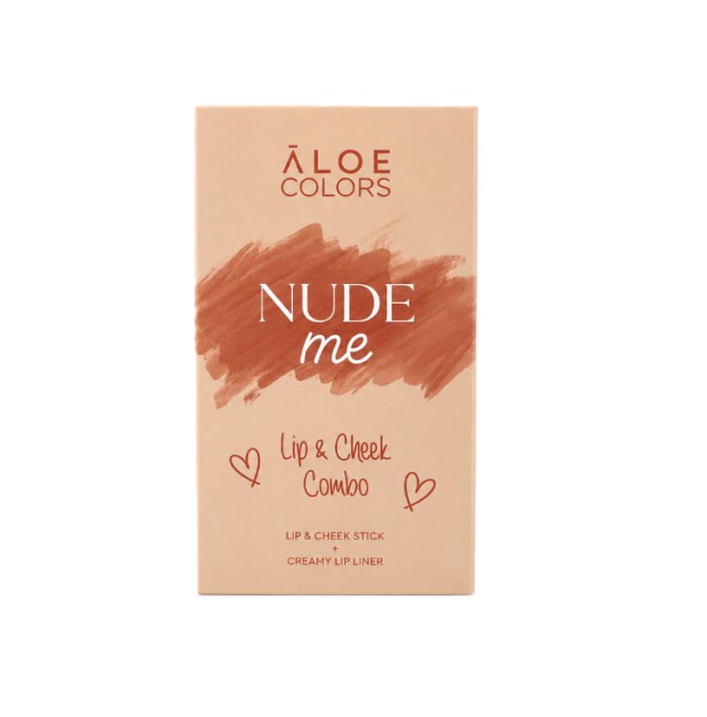 Aloe+ Colors Lip&Cheek Combo Nude Me Lip & Cheek Stick Soft Peach & Creamy Lip Liner Honey Drip