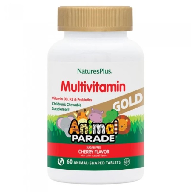 Natures Plus Animal Parade Gold Multivitamin Cherry 60 Μασώμενες Ταμπλέτες