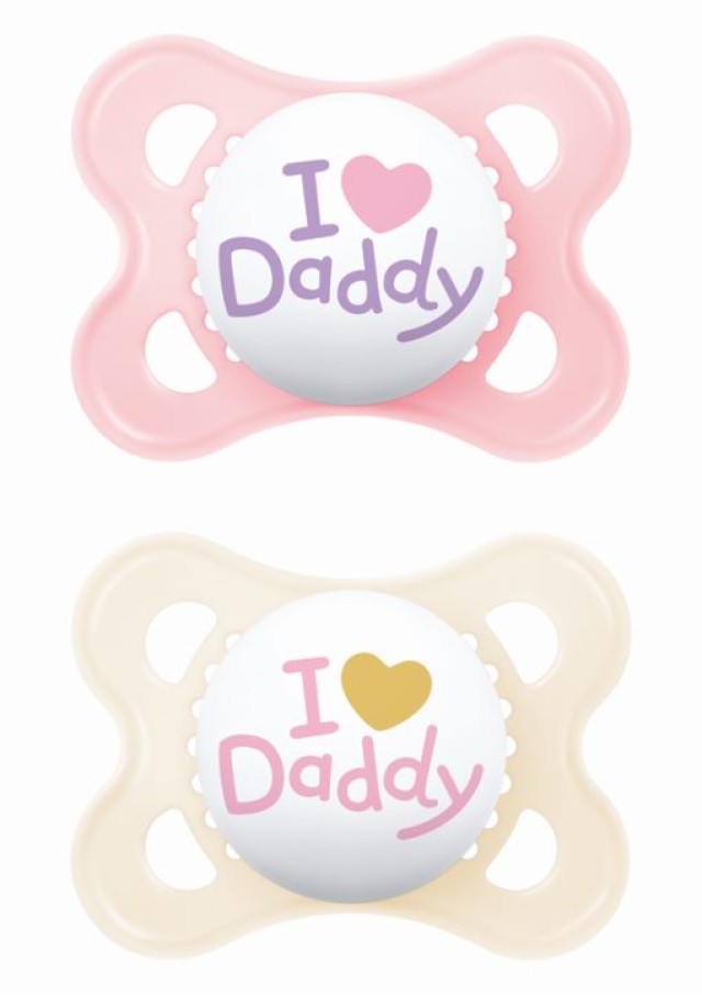 MAM Πιπίλα Original I Love Daddy Σιλικόνης 2-6 Μηνών Ροζ-Μπεζ