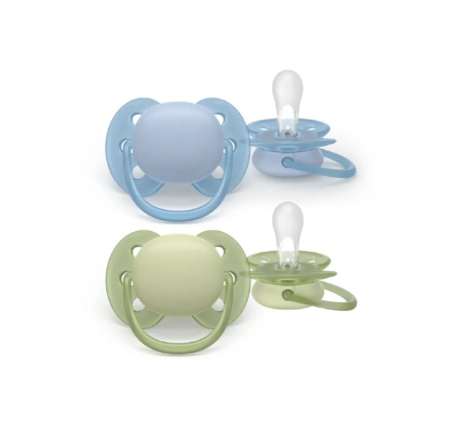 Philips Avent Πιπίλα Σιλικόνης Ultra Soft 0-6m Μπλε-Πράσινο