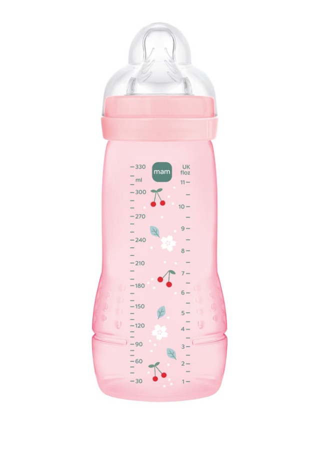 MAM Μπιμπερό Πλαστικό Easy Active Θηλή Σιλικόνης 4+ 330ml Ροζ