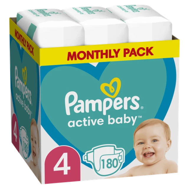 Pampers Active Baby No4 9-14kg Monthly Pack 180τμχ