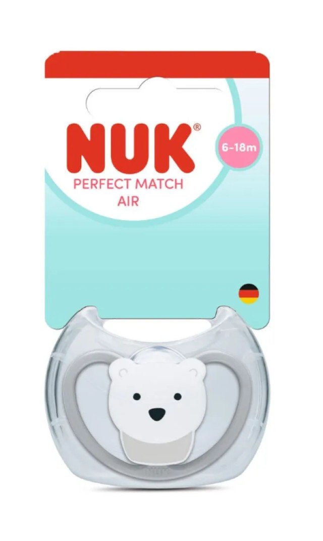 NUK Perfect Match Πιπίλα Σιλικόνης 6-18m Γκρι