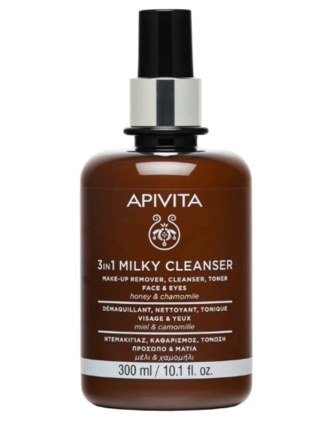 Apivita Cleansing Milk 3 σε 1 για Πρόσωπο & Μάτια Με Χαμομήλι & Μέλι 300ml