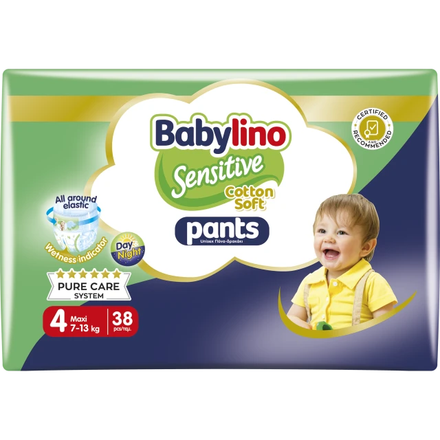 Babylino Sensitive Cotton Soft Πάνα Βρακάκι Nο4 Maxi 7-13kg 38τμχ