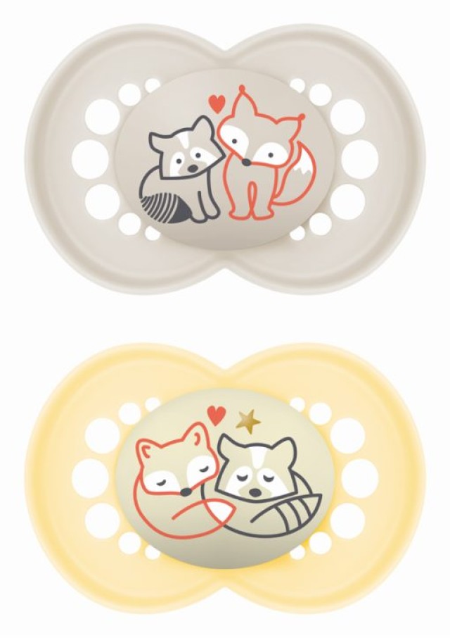 MAM Πιπίλα Day&Night Σιλικόνης 6-16 Μηνών Μπεζ-Κίτρινη