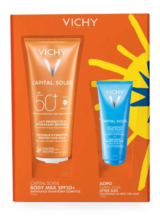 Vichy Capital Soleil Invisible Hydrating Protective Milk SPF50+ Ενυδατικό Αντηλιακό Γαλάκτωμα Σώματος 300ml Promo Pack