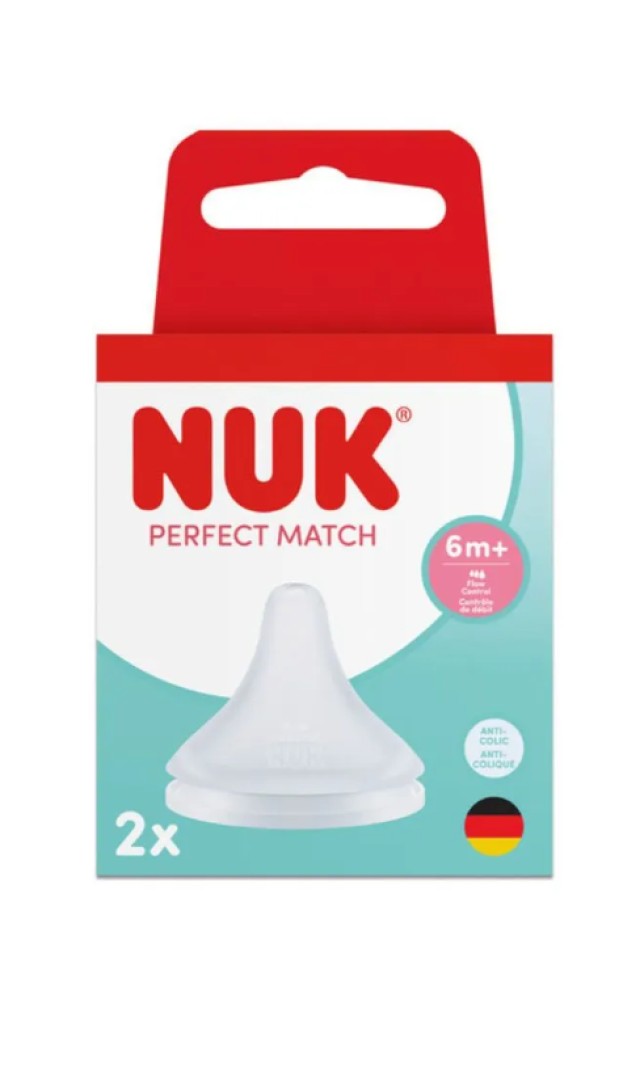 NUK Perfect Match Θηλή Σιλικόνης 6m+ Flow Control 2τμχ