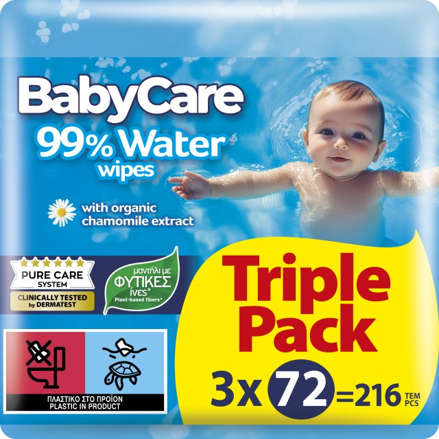 Babycare Μωρομάντηλα 99% Water 3x72τμχ Giga Pack