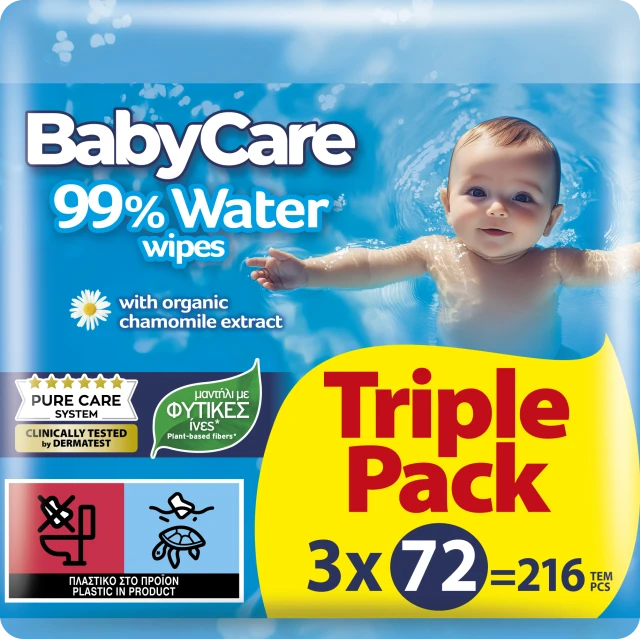 Babycare Μωρομάντηλα 99% Water 3x72τμχ Giga Pack
