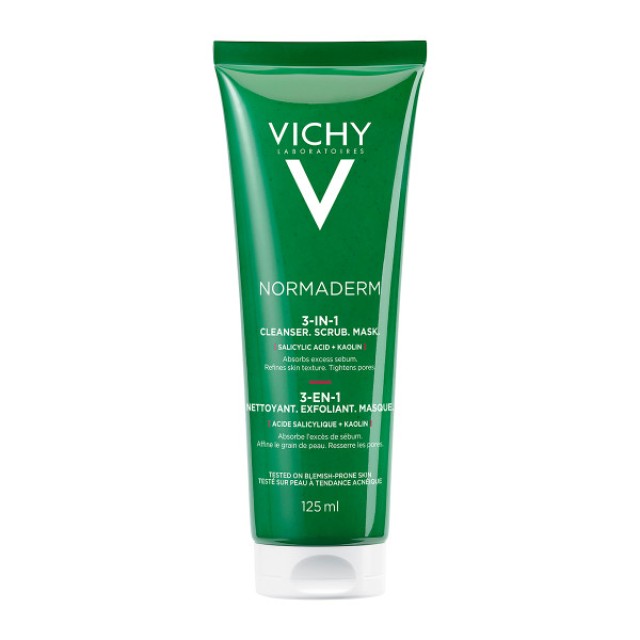 Vichy Normaderm 3 in 1 Cleanser 3 σε 1 Απολέπιση Καθαρισμός & Μάσκα 125ml