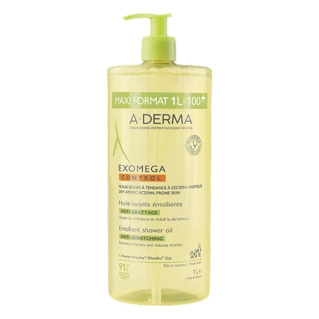 A-Derma Exomega Control Emollient Shower Oil Μαλακτικό Έλαιο Καθαρισμού 1L