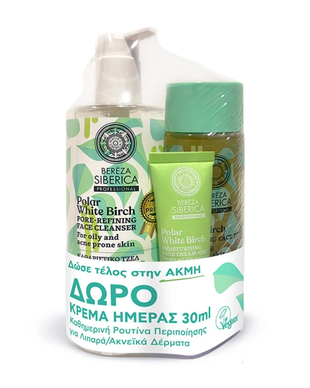 Natura Siberica Bereza Siberica Polar White Birch Σετ Περιποίησης για την Ακμή με Toner