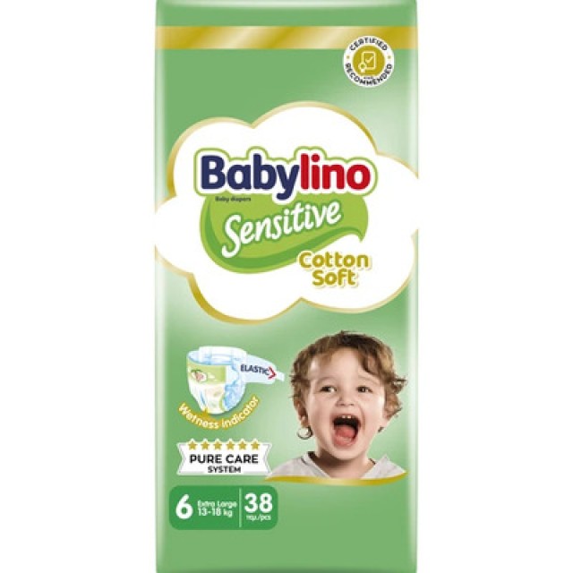 Babylino Sensitive Cotton Soft Πάνες No6 XL 13-18kg 38τμχ