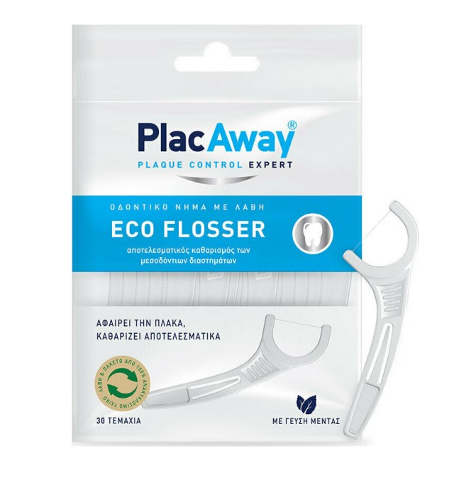 Plac Away Eco Flosser Οδοντικό Νήμα με Λαβή 30τμχ