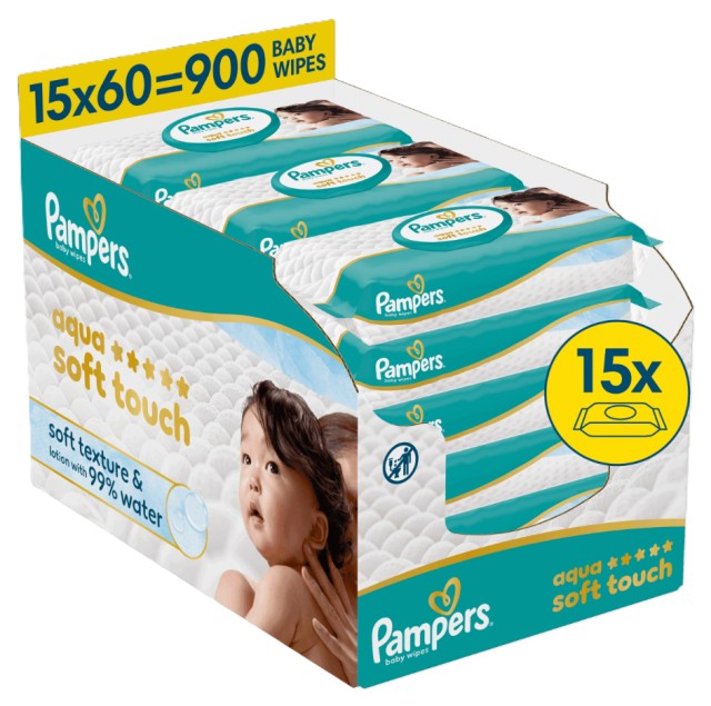 Pampers Wipes Aqua Soft Touch Μωρομάντηλα 15x60τμχ