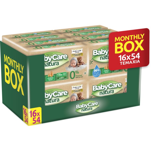 Babycare Μωρομάντηλα Natura 16x54τμχ Monthly Box