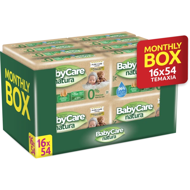 Babycare Μωρομάντηλα Natura 16x54τμχ Monthly Box