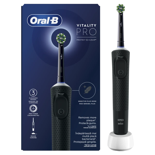 Oral-B Vitality Pro Black Ηλεκτρική Οδοντόβουρτσα Μαύρo Χρώμα