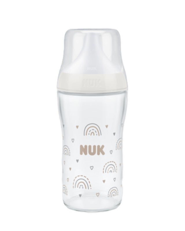 NUK Perfect Match Μπιμπερό Γυάλινο 3+ 230ml Ουράνιο Τόξο