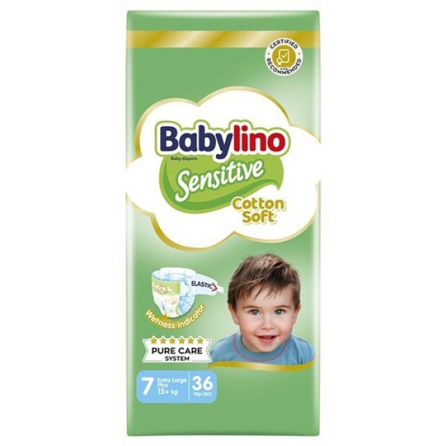 Babylino Sensitive Cotton Soft Πάνες No7 15+kg Extra Large Plus 36τμχ