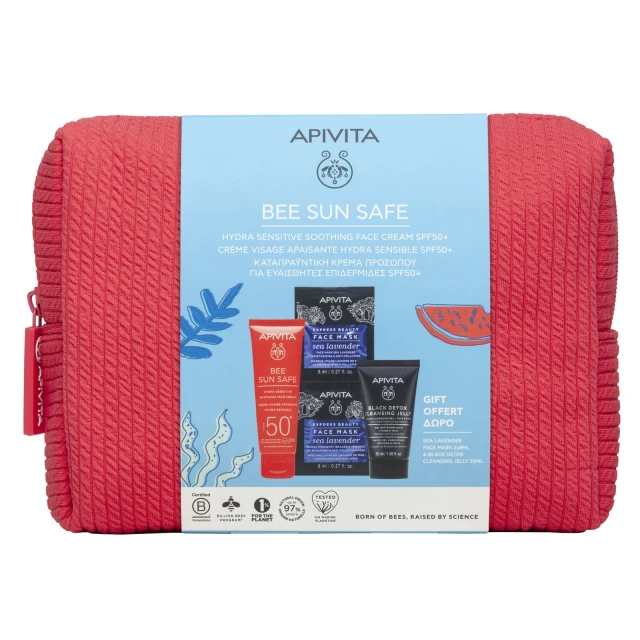 Apivita Bee Sun Safe Hydra Sensitive Soothing Face Cream SPF50+ 50ml + Δώρο Mini Μαύρο Gel Καθαρισμού & Μάσκα Προσώπου Θαλάσσια Λεβάντα