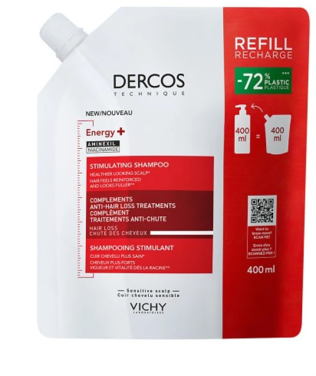 Dercos Energy+ Shampoo Δυναμωτικό Σαμπουάν κατά της Τριχόπτωσης Refill 400ml