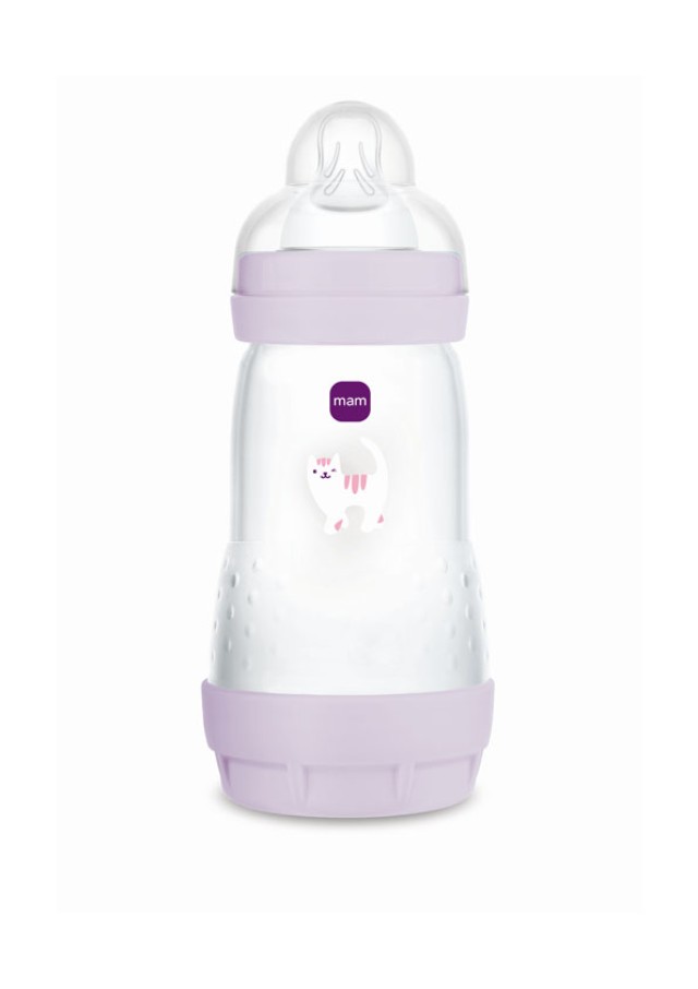 MAM Μπιμπερό Πλαστικό Easy Start Anti-Colic Θηλή Σιλικόνης 4+ 320ml Μωβ