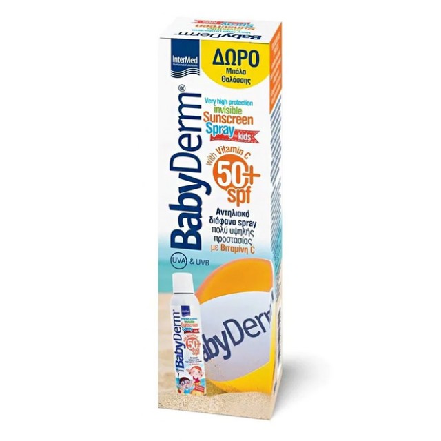 Intermed Babyderm Sunscreen Spray SPF50 200ml +Δώρο Μπάλα Θαλάσσης